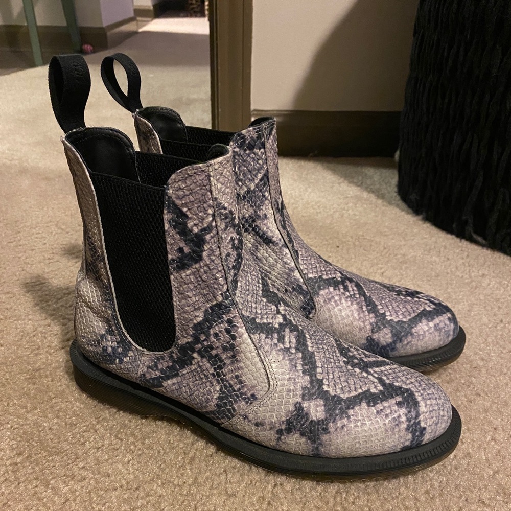 Dr. Martens Leather Snake Print Chelsea Boots